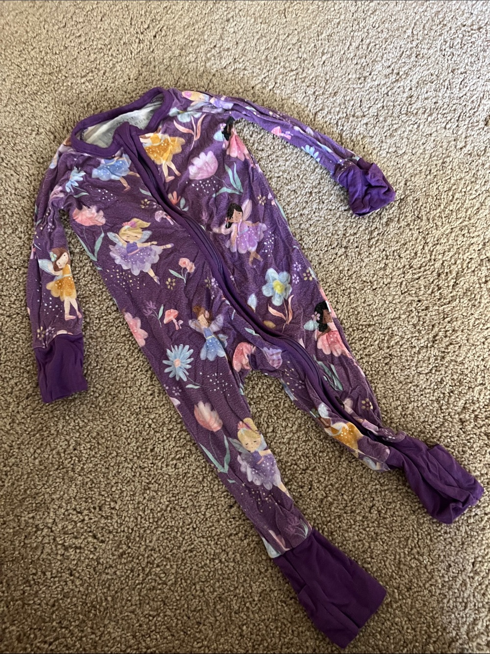 Little Sleepies Purple Fairy & Floral Footed Pajamas